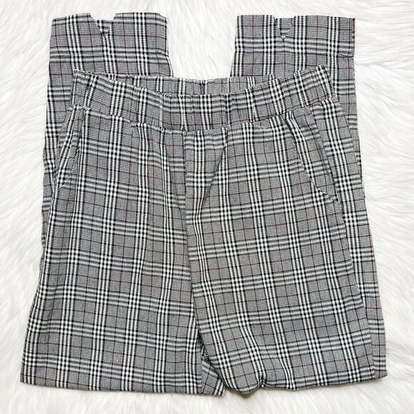 Nic & Jo Plaid Straight Leg Pants Grey Black White Size Small - Picture 4 of 5